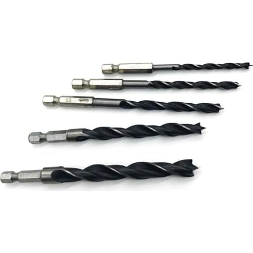 1/4" Wood Drill Bit Set 4-10mm Hex Shank Woodworking Twist Drill Quick Change Bits Fits 1/4"6.35mm Hex Cordless Screwdrivers 5pc