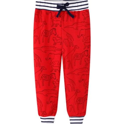 New Red Animals Print Childrens Sweatpants for Autumn Spring Baby Long Pants Toddler Trousers Pants Boys Girls