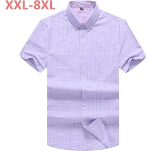 Plus size 10XL 8XL 6XL 5XL 4XL New Arrival Summer Style Mens Short Sleeve Shirts Plaid Casual Fashion Shirts Loose Fit BIG