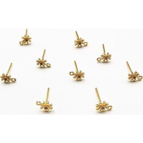 New arrival! 7x5mm 50pcs Copper Plating Real gold Zircon Ear Stud For Earring DIY parts,Jewelry Accessories Findings & Component