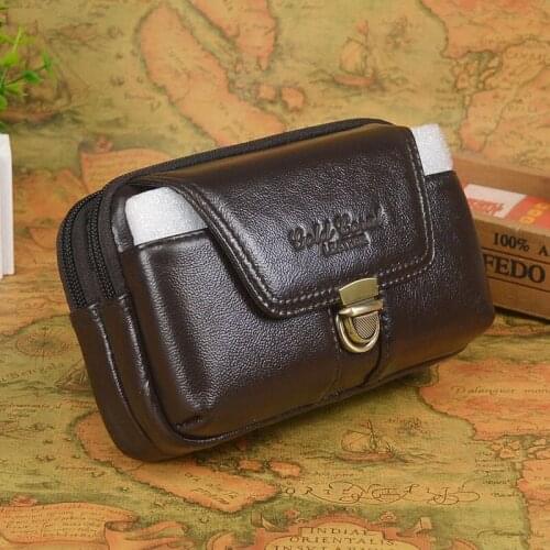 New style Cowhide Genuine Leather Military Cell/Mobile Phone Cover Case skin Hip Belt Bum Waist Bag Pouch