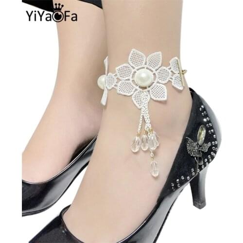 YiYaoFa Vintage Summer Beach Anklet White Lace Foot Jewelry for Women Accessories Gothic Jewelry Lady Anklet Bracelet LA-31