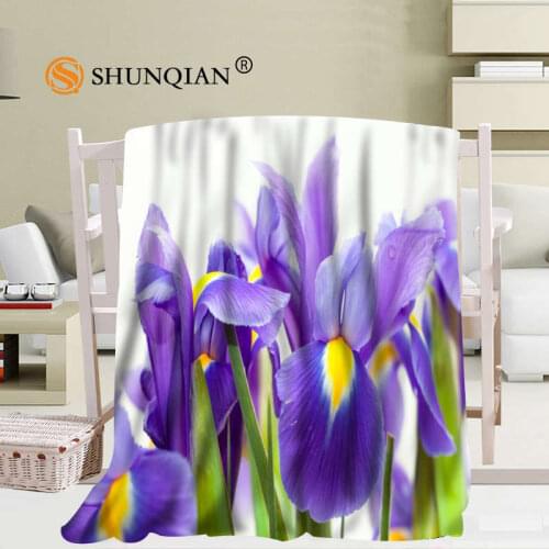 Iris Flowers Blanket Soft DIY Sofa Bed Throw Blanket Kid Adult Warm Custom Blanket 56x80Inch50X60Inch40X50Inch