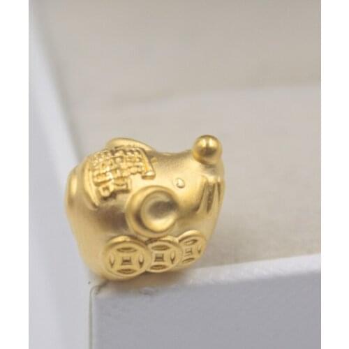 Pure 24k Yellow Gold Pendant / 3D Hard Zodiac Mouse For Women Gift Apppro 1.28g Pendant for Female Leather Rope Lucky Beads
