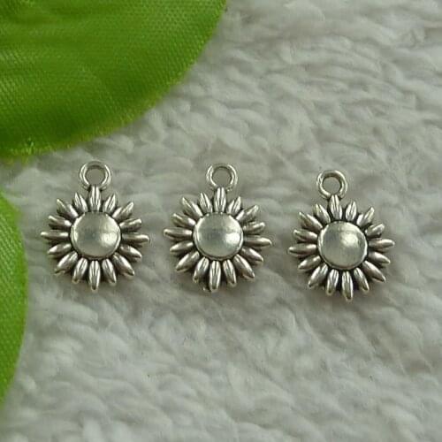520 pieces antique silver sunflower charms 15x12mm #4038
