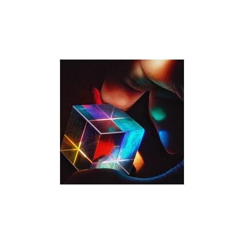 Rainbow Prism Optical Glass Six-Sided Bright Light Combine Cube Physics Teaching Refracted Light Spectrum Experiment Instrument