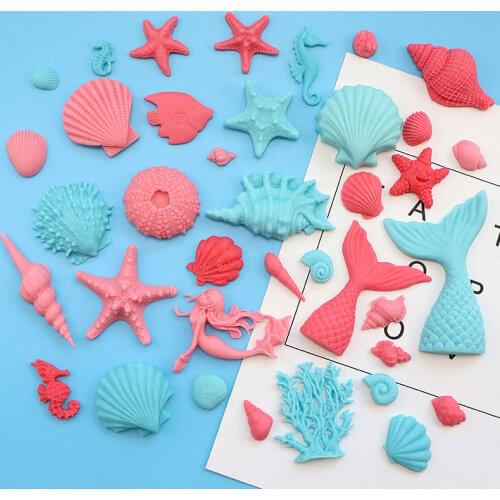 3D Mermaid Tail Silicone Chocolate Molds Ocean Series Coral Shell Starfish Soap Sugar Cookie Fondant Moulds Baking Decor Tools