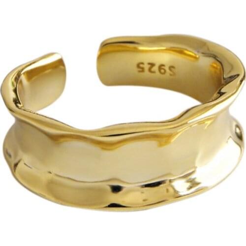 SILVERHOO S925 Sterling Silver Rings Simple Niche Irregular Concave Surface Rings For Women Fashion Jewelry Gift Best Selling