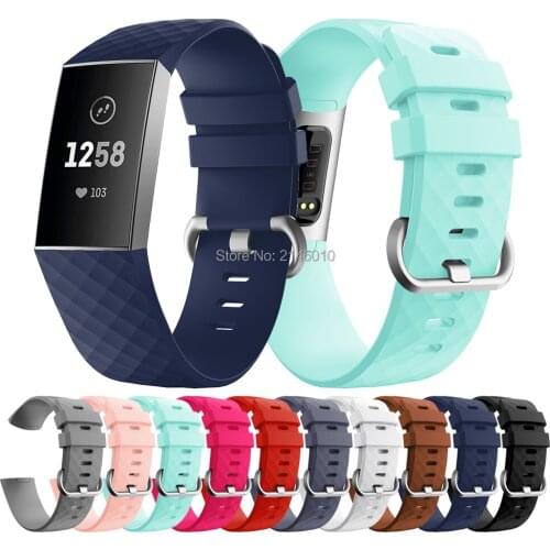 Replacement Accessory Silicone Wristbands Watch band Strap for Fitbit Charge 3, Large Small