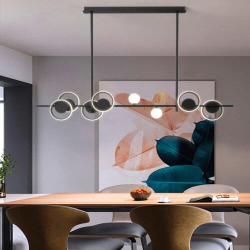 Modern Restaurant LED Chandelier Decorative Lighting Nordic Art Living Room Dining Room Dining Table Round Black Gold Lighting