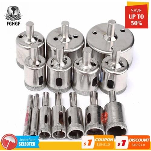 15Pcs/Set 6mm-50mm Diamond Coated Hole Saw Tile Drill Bits For Ceramic Glass Porcelain Marble Drilling Bit