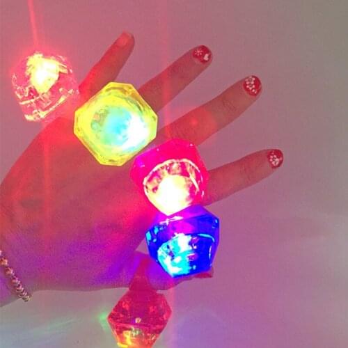 50pcs/lot LED Flashing diamond Jelly Rings Light up Toy Ring for christmas Bar KTV Dances Party Raves Costumes birthday supplies