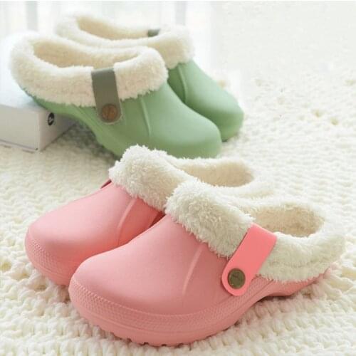 Lisapie women slippers soft living room Plush Waterproof Warm Fur Slippers Clogs Home Slipper Indoor house winter flats couple