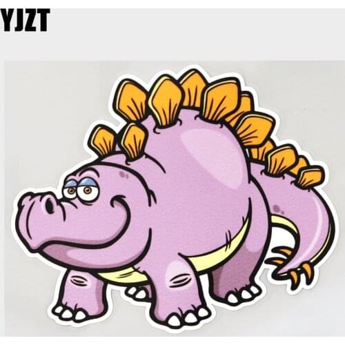 YJZT 14.3CM×12.1CM Cartoon Dinosaur Fun Decal PVC Car Sticker 11C-0258