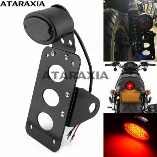 Retro Bike Tail Light Motorcycle Side Mount Rear Brake Stop Light W/Liecense Plate Holder For Harley Sportsters Bobber Chopper