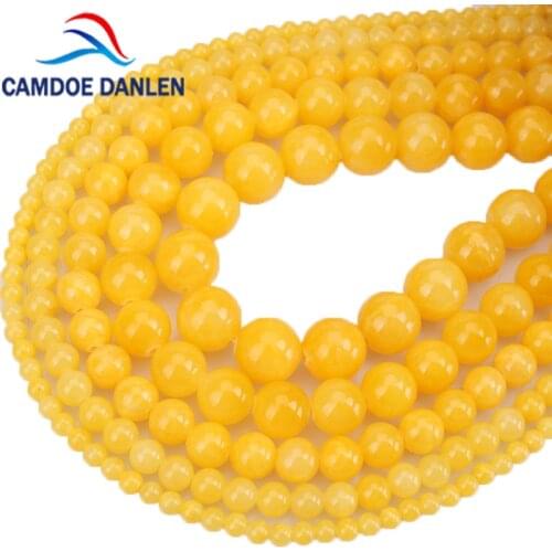 Natural Stone Yellow Cloud Jades Chalcedony Beads Round Loose Beads For Jewelry Making DIY Bracelets Necklace 4/6/8/10/12mm
