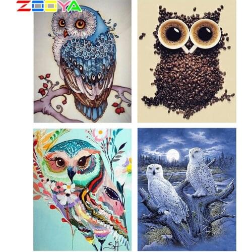 Zooya 5D Full Square / Round Diamond Painting Night Vision Owl New 3D Mosaic Crystal Diamond Embroidery Home Art Decoration Lx54