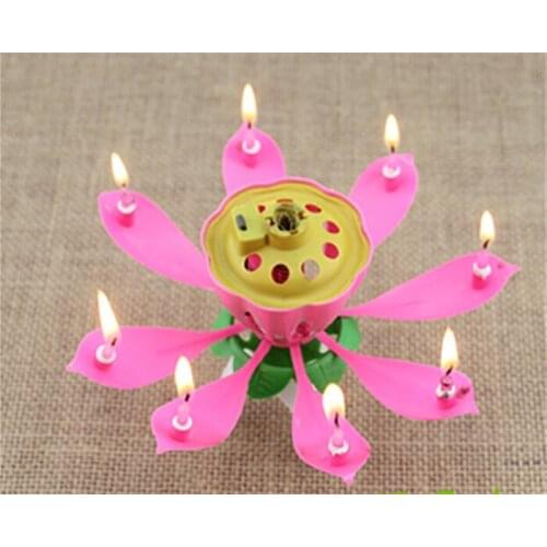 100pcs/lot Musical Lotus Flower Candles Happy Birthday Romantic Party Gift