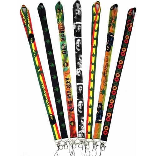 120 PCS Bob Marley Lanyard id badge holder keychain straps for mobile phone Wholesale Free Shipping