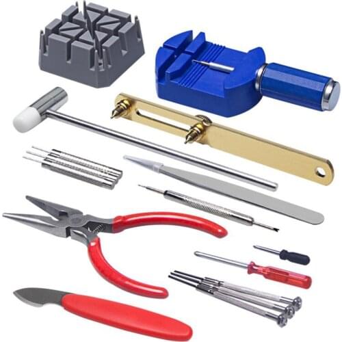 16PCS/Set Watch Disassembly Tool Watch Battery Replacement Watchband Link Remover Battery Replacement Tool with Carrying Case