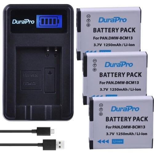 3pc DMW-BCM13 DMW BCM13 BCM13 Camera Battery+LCD USB Charger for Panasonic Lumix ZS27,ZS30,ZS35,DMC-ZS40/ZS50,FT5,LZ40,TZ41,TZ55