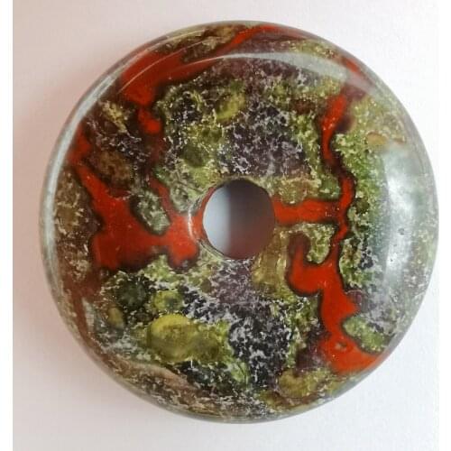 30MM Natural Dragon Blood Stone GEM Carved Safety Button Pendant Necklace Jewelry H326