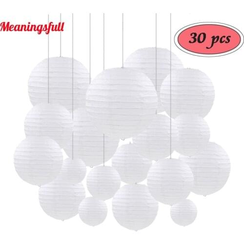 30PC Mixed 4-14'' White Paper lanterns Chinese Wedding lanterne papier lampion Baby Shower Birthday Party Halloween Decoration