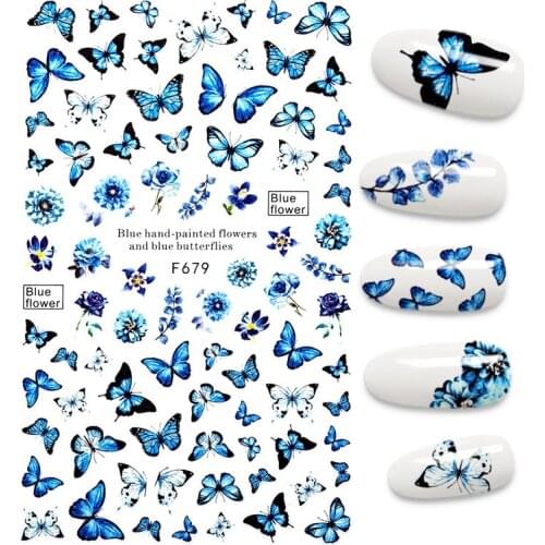 3D Holographic Butterfly Series Manicure Designs Nail Stickers Multicolor Gradient Foil Nail Art Decoration Stickers for Nails