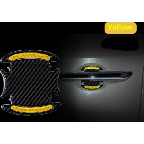 4PCS/SET Car Accessories Door handle Sticker Decal Warning Reflective Tape Auto Reflective Strips Driving Safety Mark Styling