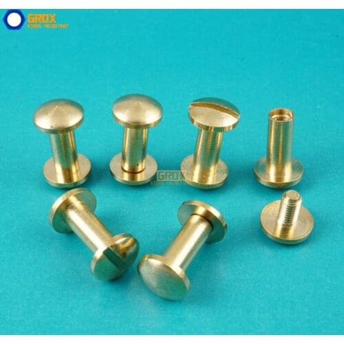 50 Set 8*10mm Solid Brass Rivet Chicago Screw for Leather Craft Belt Wallet / Cambered