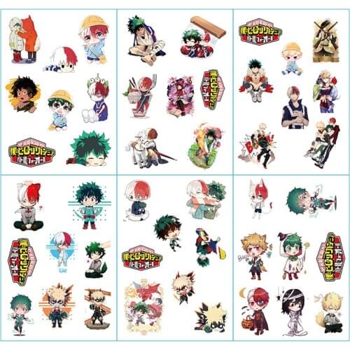6 Sheets/Set Anime My Hero Academia Decorative Sticker Scrapbooking DIY Craft Stickers Stationery