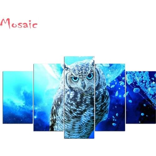 Diamond Painting owl,5 Pieces Painting Animal,Diamond Embroidery,Cross Stitch,Diamond Needlework,Full drill,wall Picture