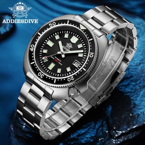 ADDIES Automatic Watch Steel Dive Watches NH35A Sapphire Crystal Japan Watch 316L STEEL DIVE Watch 200m C3 Luminous DIver Watch