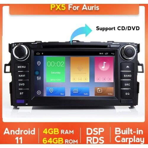 Octa 8 Core 4GB+64GB Android 11 DSP Car DVD GPS Player For Toyota Auris 2007-11 Navigation Multimedia Stereo Auto Radio BT WIFI