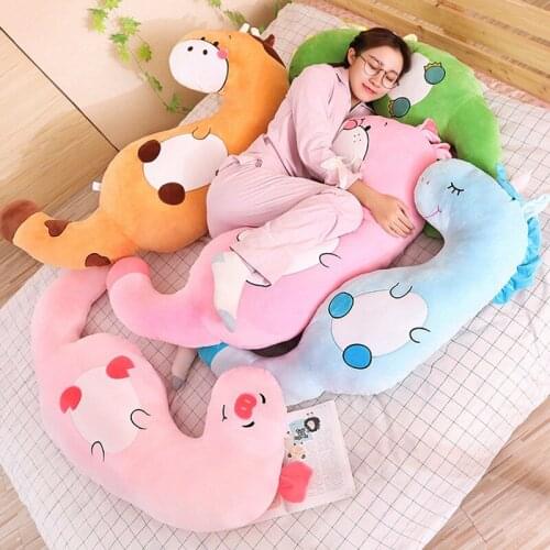 90cm/110cm Big Long Leopard&Pig&Dinosaur Plush Pillow Soft Cartoon Animal Cow&Unicorn Stuffed Doll Sofa Cushion Boyfriend Pillow