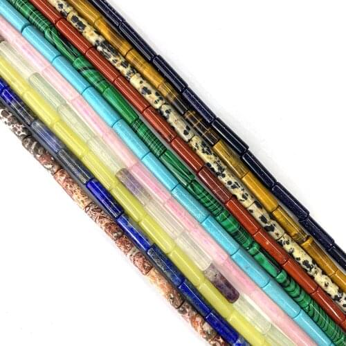 Natural Stone Beads Cylindrical Round Tube Vertical Hole Beaded Fashion Charm DIY Handmade Necklace Earring Accessories