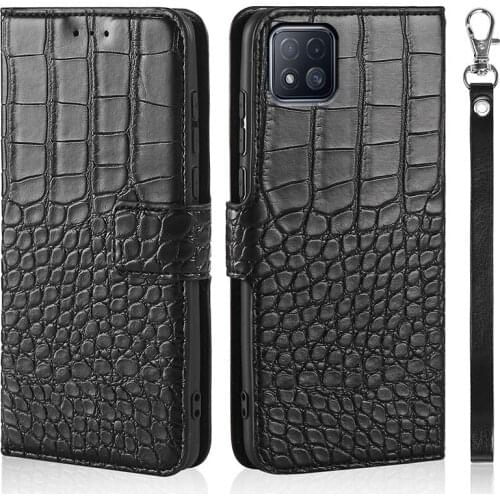 Phone Case for Xiaomi Redmi 9C Case Wallet Crocodile Texture Leather Book Design Phone Coque Capa With Strap Card Holders