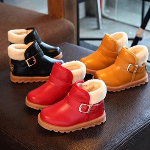 High Quality Children Snow Boots Autumn Thickening Shoes Boys Girls Waterproof Non-slip Ankle Boots Kids Leather Boots Fashion