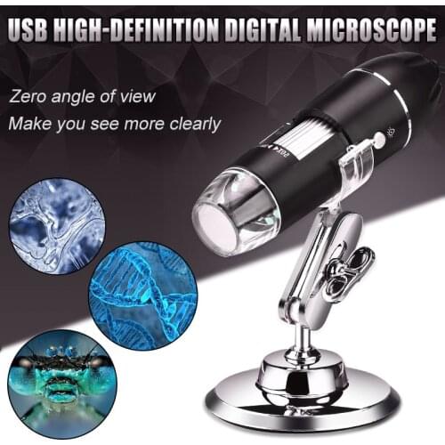 1600X 1080P Electronic Microscope USB Digital Microscope Stereo USB Camera Endoscope 8LED Magnifier Microscopio with Metal Stand