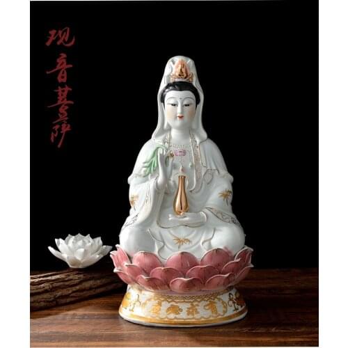 GOOD figure of Buddha Asia HOME efficacious Talisman Family Protection Bless safety handmade Chinaware GUAN YIN Buddha statue