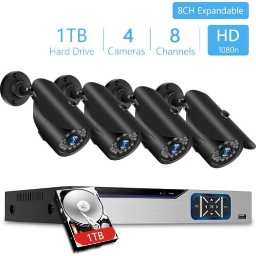 8CH CVI TVI HVR AHD 5-in-1 DVR CCTV Recorder 4pcs 1080P Video Surveillance Security Camera Outdoor CCTV Security System Kit