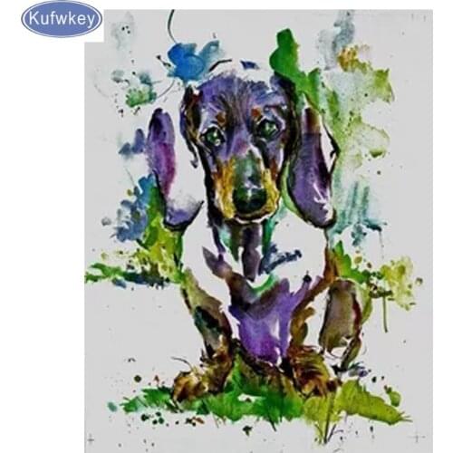 Full square diamond painting dachshund cross stitch Mosaic diamond cute pet dog Diamond Embroidery sale pictures of Rhinestone