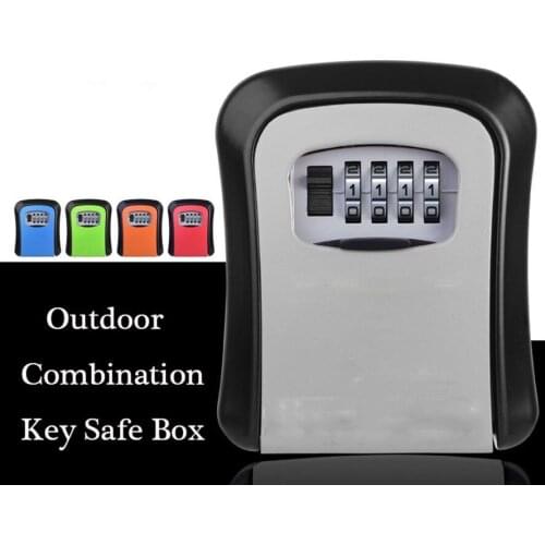 Key Box Combination Hide Key Lock Box Storage Wall Mount Security Outdoor Case with Resettable Code 4 Digit Combination Lock Box