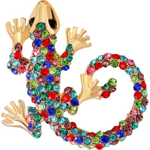 Colorful Rhinestone Crystal Reptile Animal Pin Brooch Wedding Party
