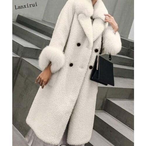 Women Autumn Winter Faux Fur Jackets Hoodies Casual Loose Solid Color Long Teddy Coat Fashion Soft Plush Thick Women Jacket Coat