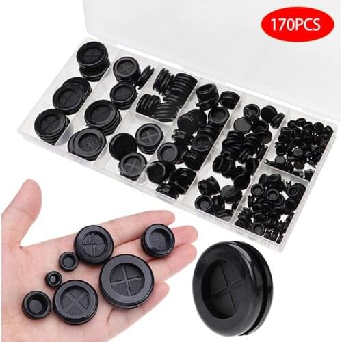 Mayitr 170pcs Car Auto Rubber Sealing Ring Wire Guard Ring Double-sided Rubber Grommets Kit Parts Tool