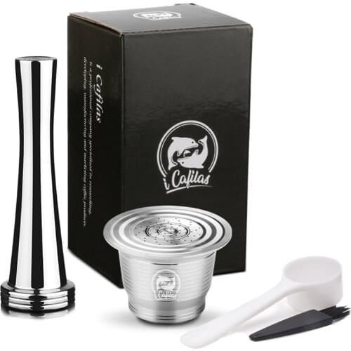 Refillable Coffee Capsule Filter Pod with Spoon for Nespresso without Tamper