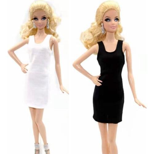 Fashion Black White Sleeveless Tank Doll Dress For Barbie Clothes 1/6 BJD Accessories Clothing Kids Dollhouse DIY Toys Girl Gift