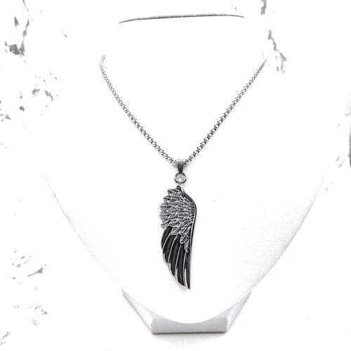 Fashion hip-hop hollow wings trendy male pendant titanium steel creative student pendant personality rock ladies punk necklace