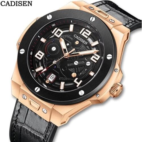 CADISEN 2021 Japan NH35A Men Automatic Watch Luxury 100m Waterproof Sapphire Glass Genuine Leather Mechanical Wrist Watch Men